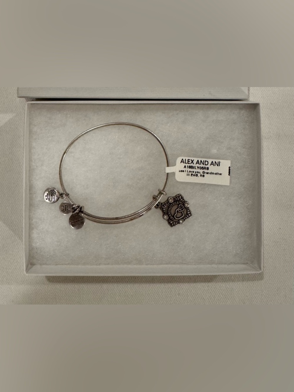 Alex and Ani Silver Grandmother Charm Expandable Bangle